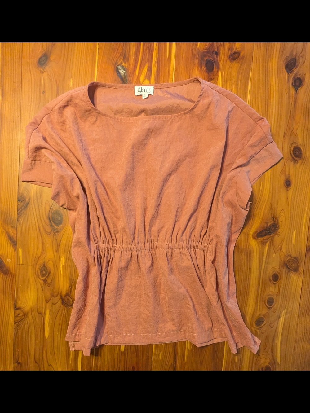 glam Dusty Rose Short Sleeve Cinched-Waist Tunic